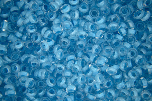 10g TOHO 8/0 Demi Japanese Seed Beads 3mm 976 Inside Color Crystal/Neon Ice Blue Lined
