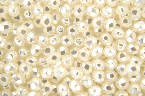 120+ Fire Polished 4mm Czech Seed Beads Crystal Pearl Snow