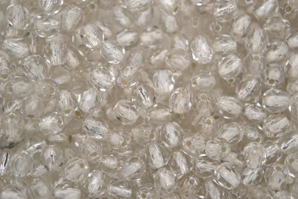 120+ Fire Polished 4mm Czech Seed Beads Crystal Silver Lined