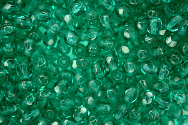 120+ Fire Polished 4mm Czech Seed Beads Dark Emerald