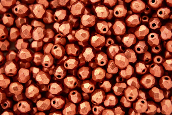 120+ Fire Polished 4mm Czech Seed Beads Matte Metallic Dark Copper