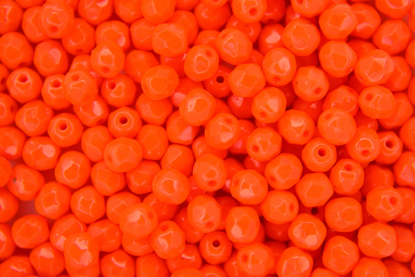 120+ Fire Polished 4mm Czech Seed Beads Opaque Orange