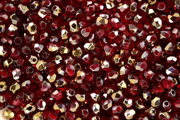 120+ feuerpolierte 3mm tschechische Rocailles Bronze Iris Siam Ruby