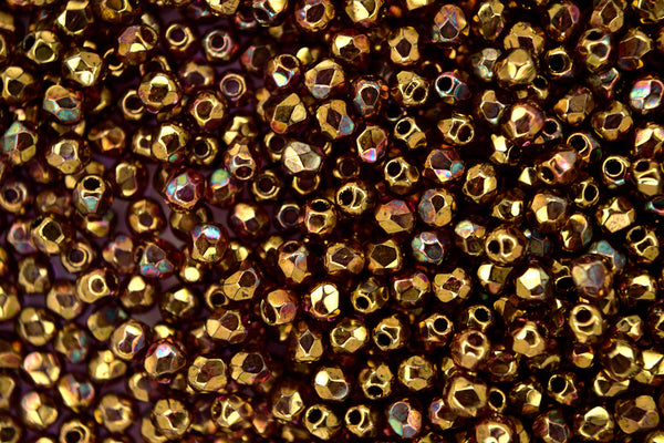 120+ Fire Polished 3mm Czech Seed Beads Crystal Bronze Vega