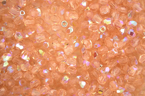 120+ Fire Polished 3mm Czech Seed Beads Rosaline AB