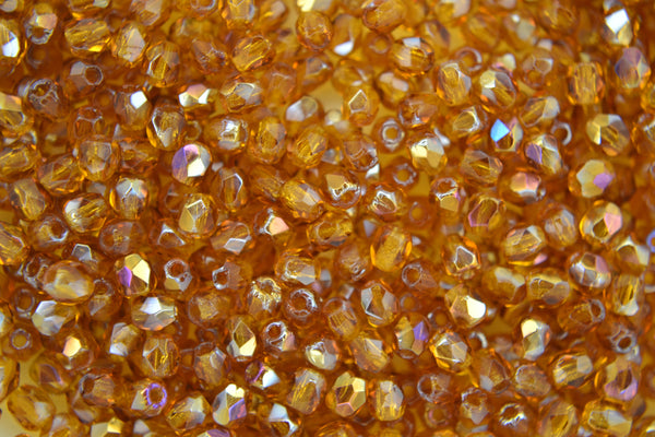 120+ Fire Polished 3mm Czech Seed Beads Twilight Topaz