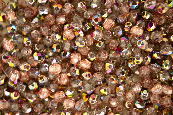 120+ Fire Polished 3mm Czech Seed Beads Vitex Crystal