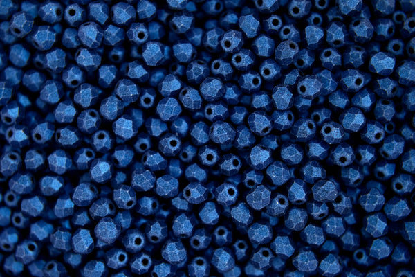 120+ Fire Polished 3mm Czech Seed Beads Metallic Suede Blue