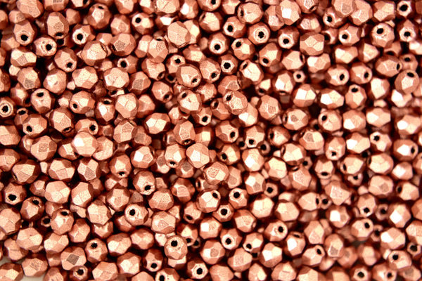 120+ Fire Polished 3mm Czech Seed Beads Matte Metallic Copper