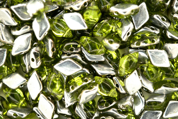 10g Matubo GemDuo Tschechische Rocailles 5x8mm Backlit Olivine