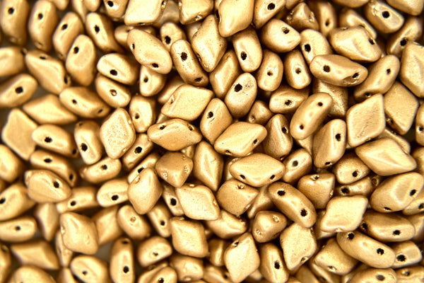 10g Matubo GemDuo Czech Seed Beads 5x8mm Matte Metallic Flax