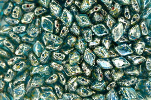 10g Matubo GemDuo Czech Seed Beads 5x8mm Transparent Aquamarine Rembrandt