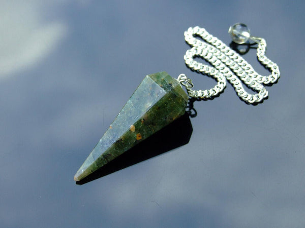 Green Diopside Natural Gemstone Pendulum Chakra Reiki Dowsing Handmade Beadacious