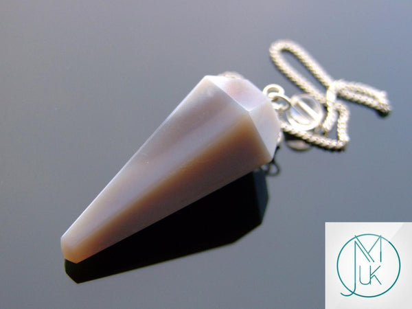 Grey Agate Natural Gemstone Pendulum Chakra Reiki Dowsing Handmade Beadacious