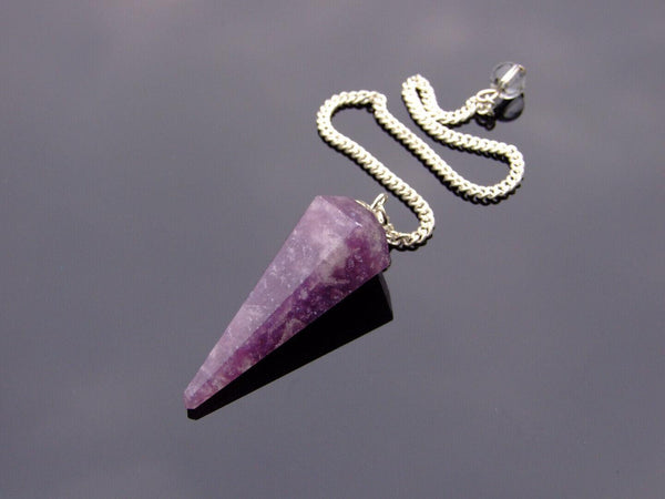 Lepidolite Natural Gemstone Pendulum Chakra Reiki Dowsing Handmade Beadacious