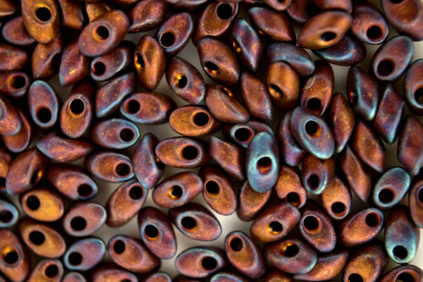 10g MIYUKI Long Magatama Japanese Beads 4x7mm Matte Metallic Dark Raspberry