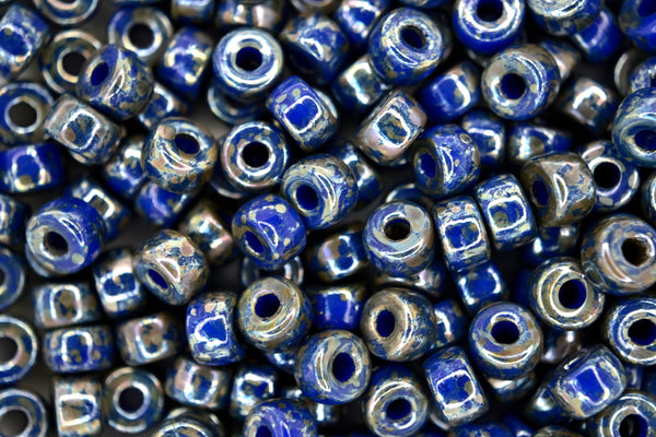 10g Matubo 2/0 Round Czech Seed Beads 6mm Opaque Blue Rembrandt