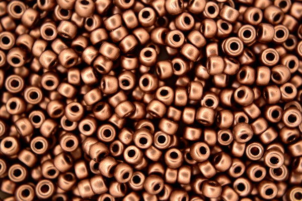 10g Matubo 8/0 Runde tschechische Rocailles 3mm Matt Metallic Bronze Kupfer