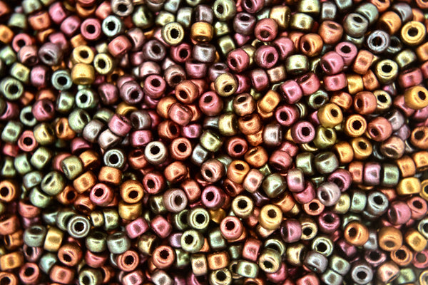 10g Matubo 8/0 Runde tschechische Rocailles 3mm Matt Metallic Bronze Iris Violet Rainbow