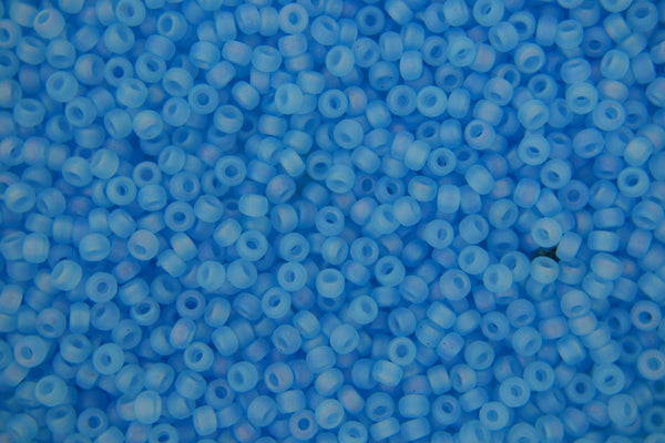 10g MIYUKI 11/0 Cuentas redondas de semillas japonesas 2 mm 9148FR Mate Transparente Azul claro AB