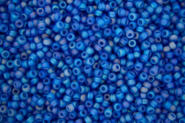 10g MIYUKI 11/0 Cuentas redondas de semillas japonesas 2 mm 9149FR Mate Transparente Capri Azul AB