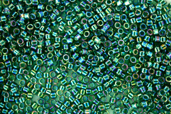7.2g MIYUKI 11/0 Delica Japanese Seed Beads 1.6mm DB175 Transparent Emerald AB