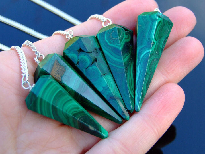 Malachite Natural Gemstone Pendulum Chakra Reiki Dowsing Handmade Beadacious