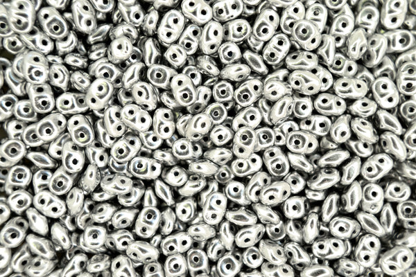 10g Matubo SuperDuo Tschechische Rocailles 2,5x5mm Matt Metallic Silber