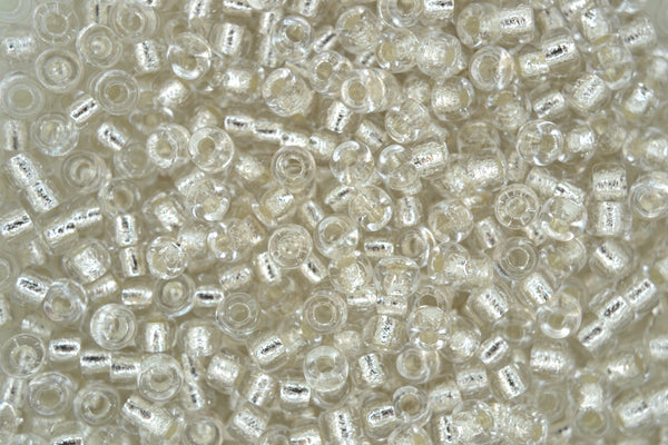 10g Matubo 6/0 Round Czech Seed Beads 4mm Crystal Silver Lined