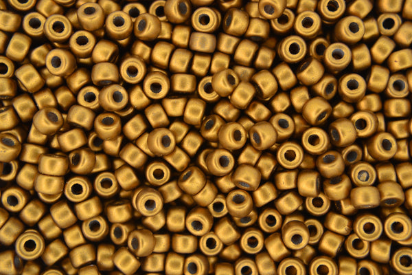 10g Matubo 6/0 Round Czech Seed Beads 4mm Matte Metallic Antique Gold