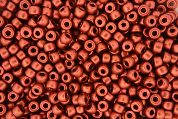 10g Matubo 6/0 Round Czech Seed Beads 4mm Matte Metallic Dark Copper