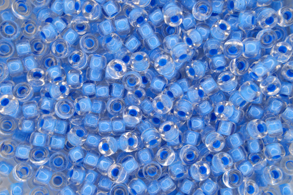 10g Matubo 6/0 Round Czech Seed Beads 4mm Neon Blue Lined