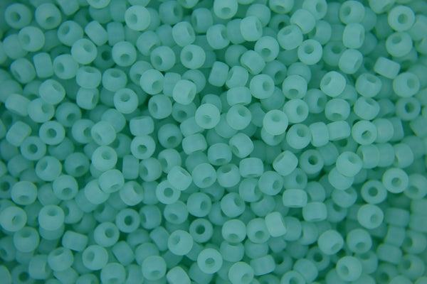 10g Matubo 8/0 Runde tschechische Rocailles 3mm Opal Aqua Matt