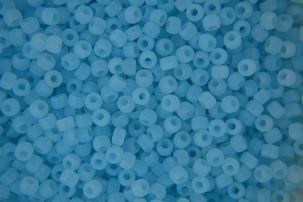 10g Matubo 8/0 Round Czech Seed Beads 3mm Opal Aquamarine Matte