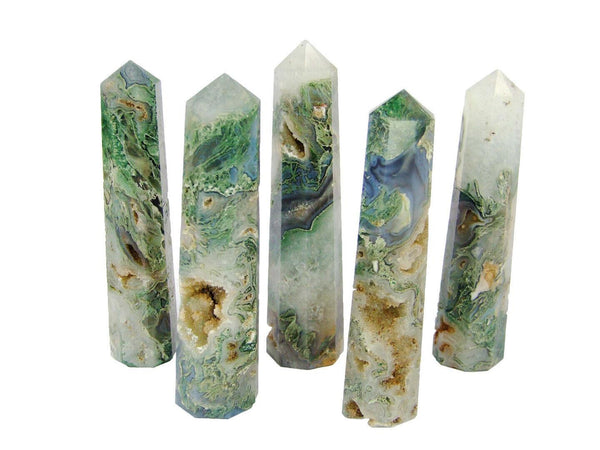 Moss Agate Obelisk Handmade Tower Polished Natural Gemstone Beadacious