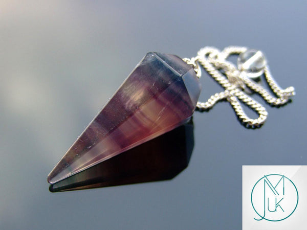 Multi Fluorite Natural Gemstone Pendulum Chakra Reiki Dowsing Handmade Beadacious