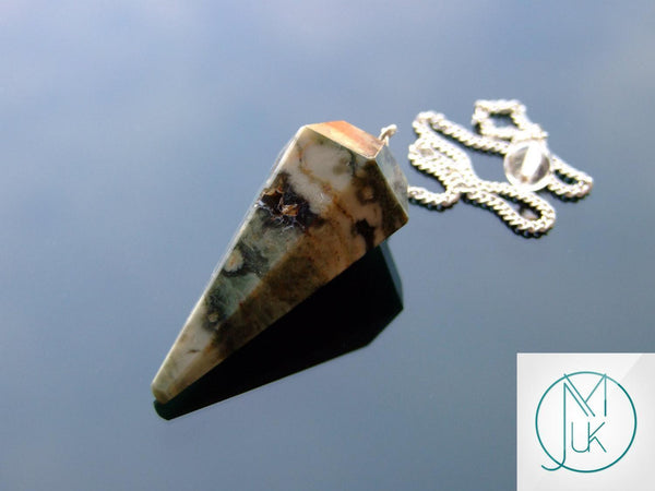 Ocean Jasper Natural Gemstone Pendulum Chakra Reiki Dowsing Handmade Beadacious