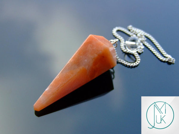 Peach Moonstone Natural Gemstone Pendulum Chakra Reiki Dowsing Handmade Beadacious