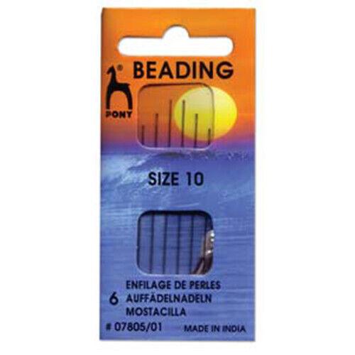 Pony Beading Needles Pack of 6 Sizes 10 Beadacious