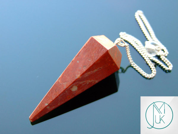 Red Jasper Natural Gemstone Pendulum Chakra Reiki Dowsing Handmade Beadacious