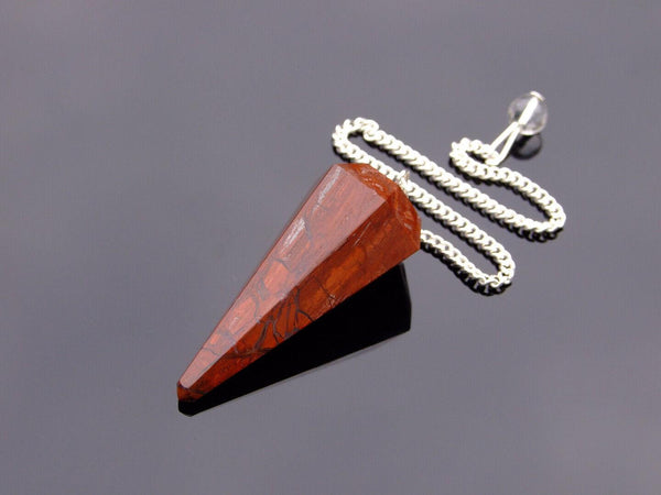 Red Petrified Wood Natural Gemstone Pendulum Chakra Reiki Dowsing Handmade Beadacious