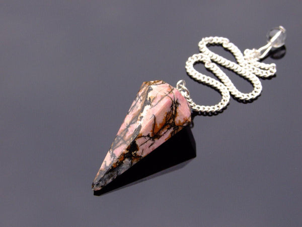 Rhodonite Natural Gemstone Pendulum Chakra Reiki Dowsing Handmade Beadacious