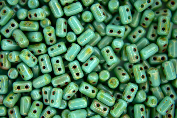 10g Matubo Rulla Cuentas de Semillas Checas 3x5mm Verde Turquesa Picasso