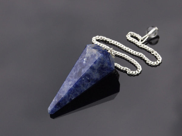 Sodalite Natural Gemstone Pendulum Chakra Reiki Dowsing Handmade Beadacious