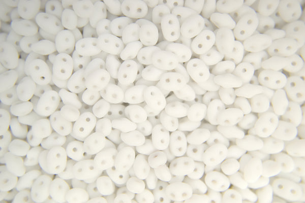 10g Matubo SuperDuo Czech Seed Beads 2.5x5mm Opaque White Matt