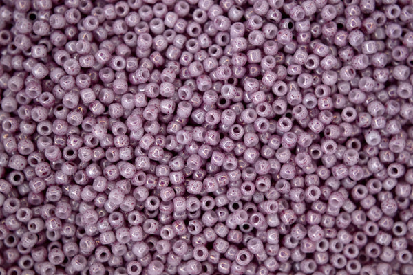 10g TOHO 11/0 Round Japanese Seed Beads 2mm 1200 Marbled Opaque White Pink