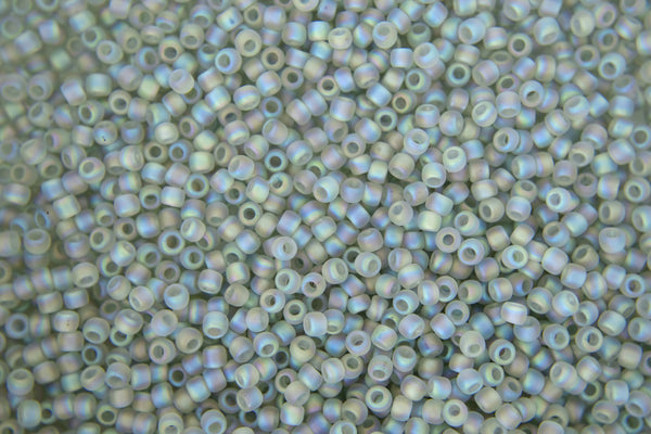 10g TOHO 11/0 Round Japanese Seed Beads 2mm 176AF Transparent Rainbow Frosted Black Diamond