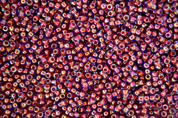 10g TOHO 11/0 Round Japanese Seed Beads 2mm 1824 Inside Color Rainbow Alexandrite/Opaque Orange Lined