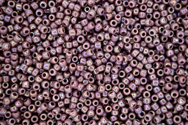 10g TOHO 11/0 Round Japanese Seed Beads 2mm 412 Opaque Lavender Rainbow