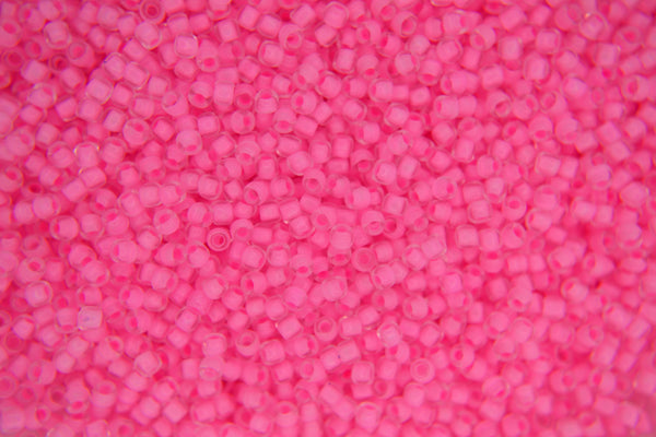 10g TOHO 11/0 Round Japanese Seed Beads 2mm 969 Inside Color Crystal/Neon Carnation Lined